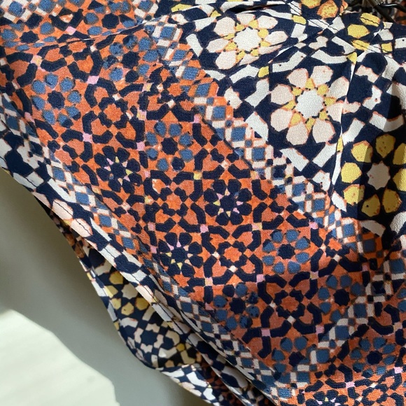 Lauren Conrad Pleated Abstract Mosaic Print Shift Dress XXL, Peachy Orange - Picture 4 of 9